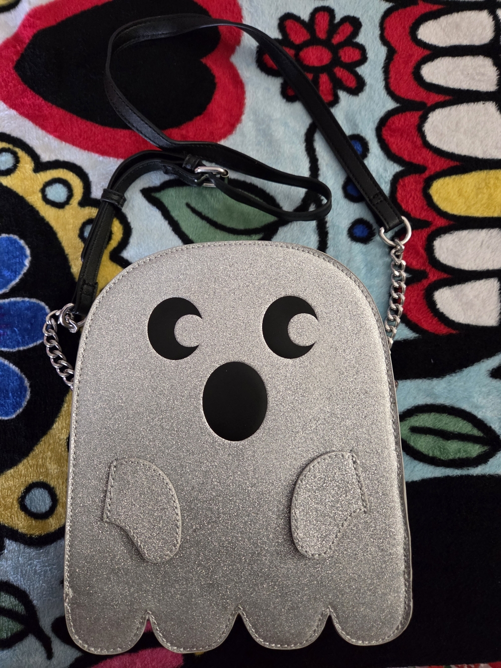 Silver Glitter Ghost Crossbody Bag